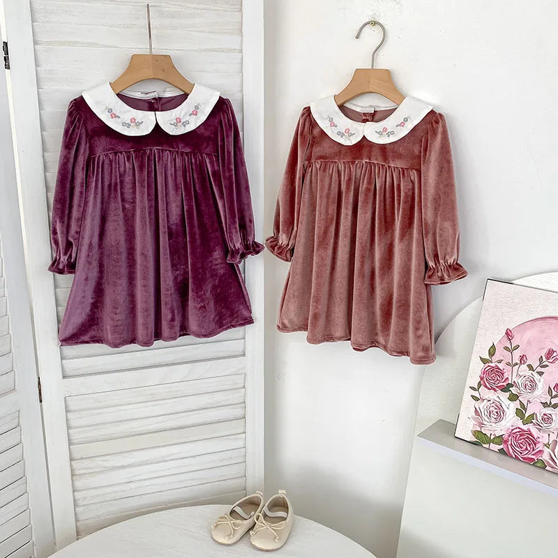 Doll Collar Velvet Dress