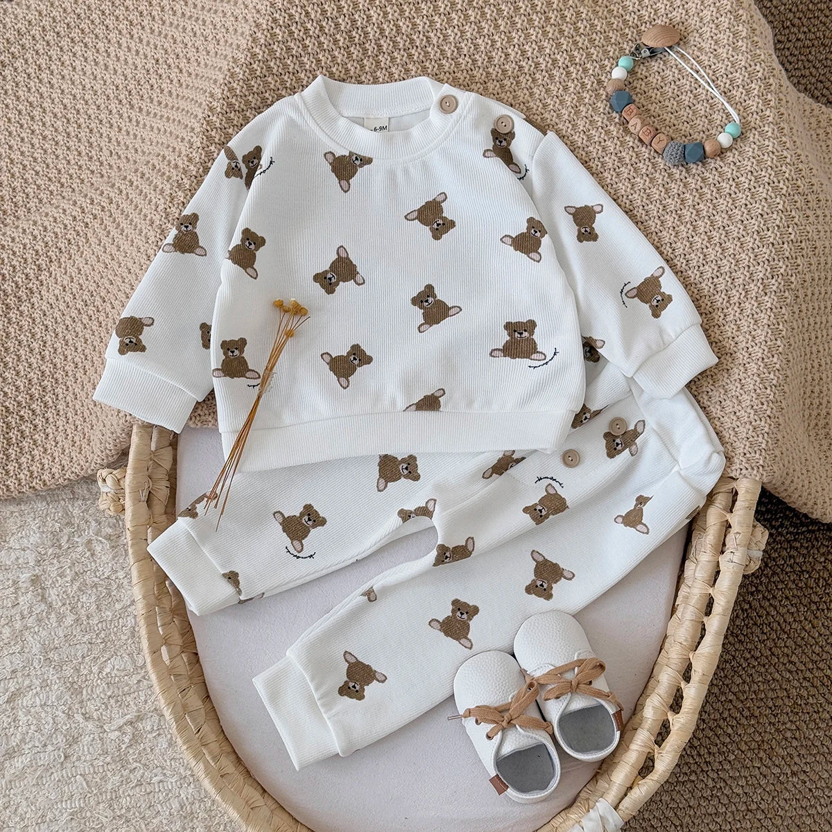Little Bear Full Print Pants Set