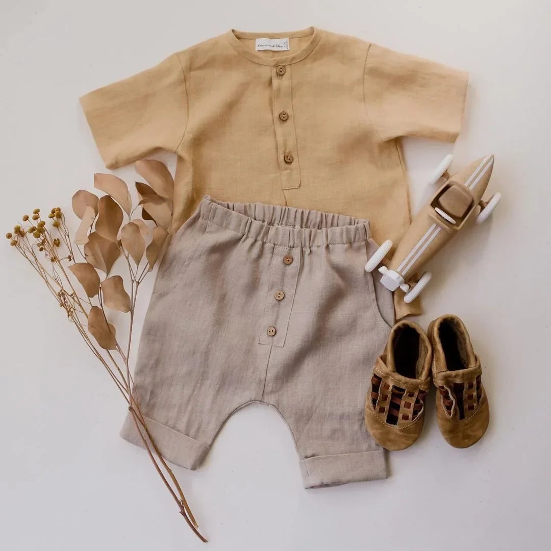 Boys Linen Shorts Outfit