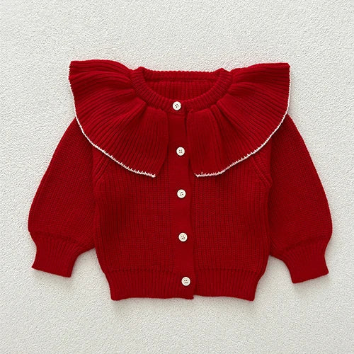 Knitted Flap Collar Cardigan