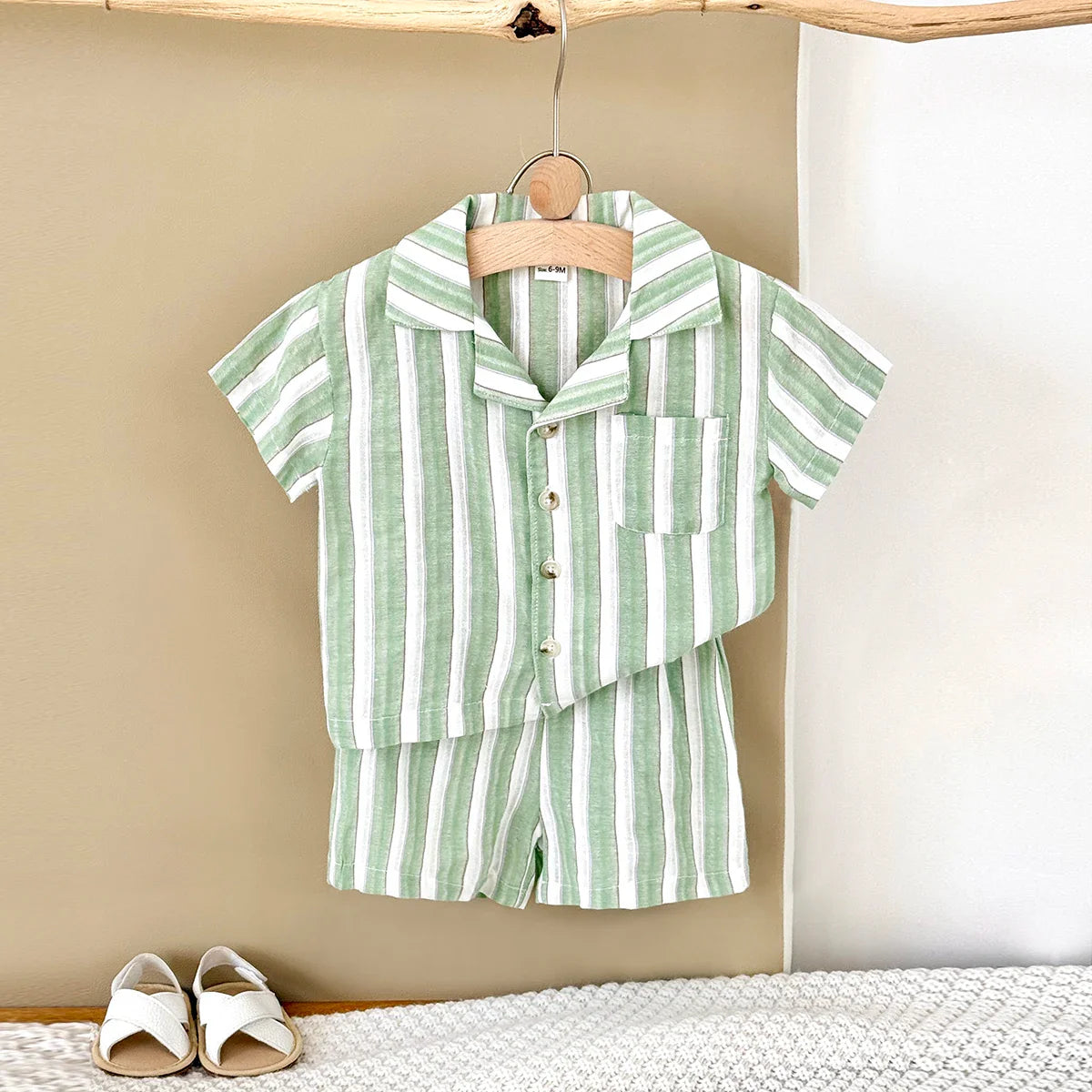 Mint Striped Linen Set