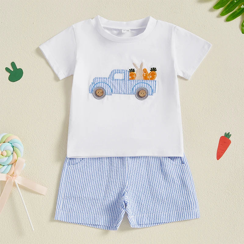 Boys Casual Stripe Shorts Set