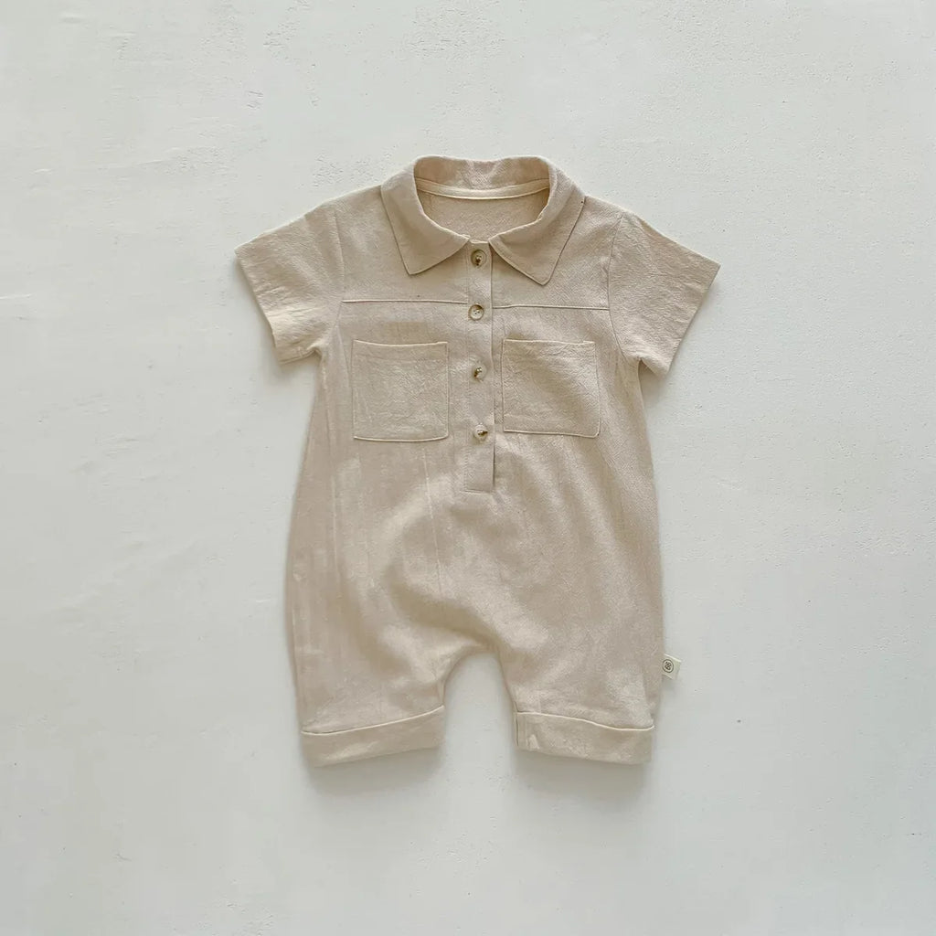 Solid Linen Overalls Jumpsuit