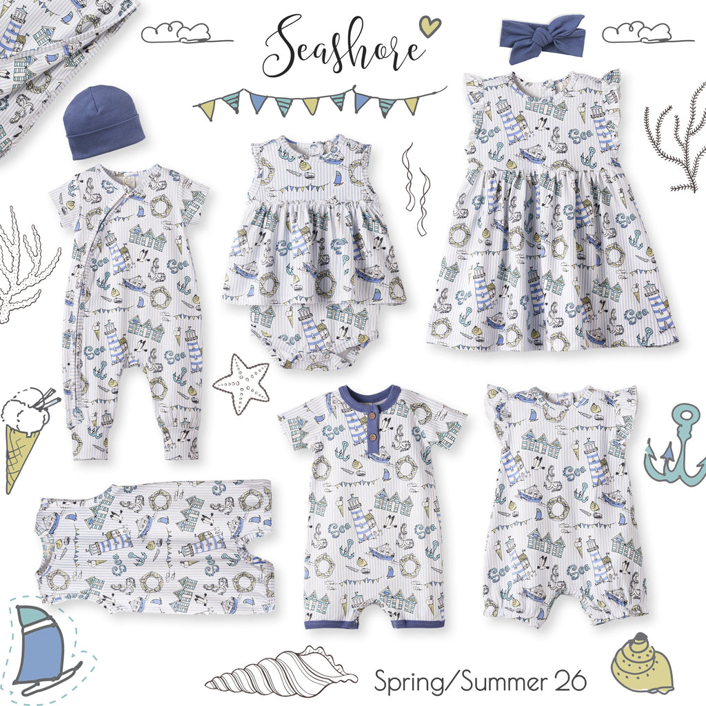 Seashore Baby Boy Romper – Bamboo Shortall One-Piece