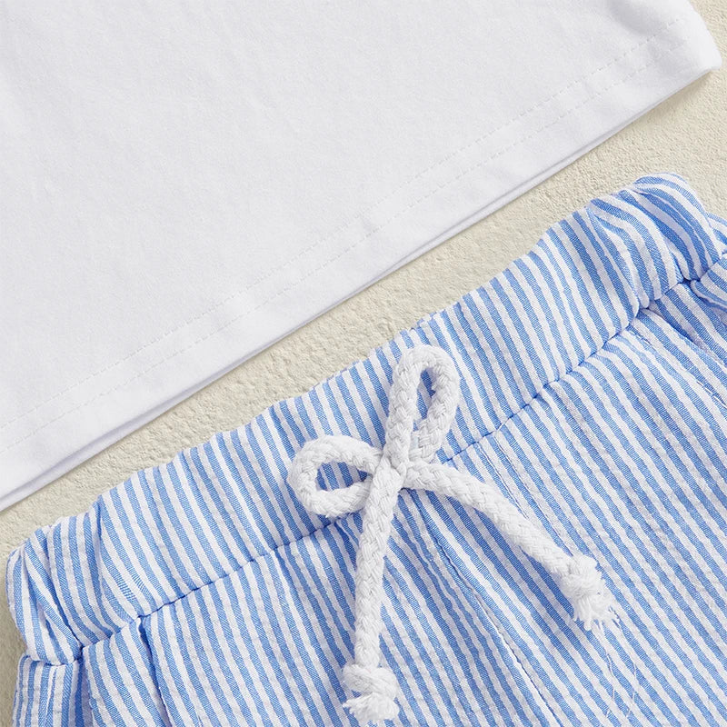 Boys Casual Stripe Shorts Set