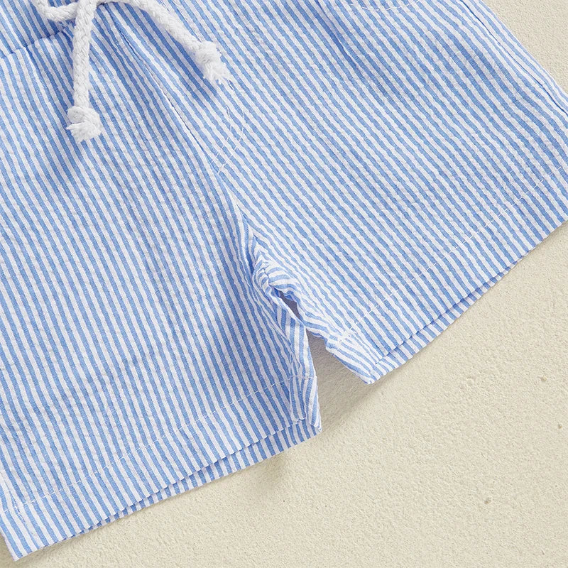 Boys Casual Stripe Shorts Set