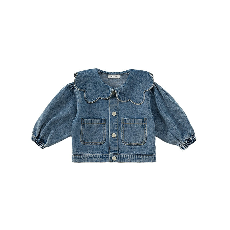 Turn-down Collar Denim Top