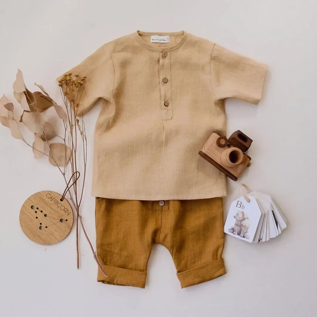 Boys Linen Shorts Outfit