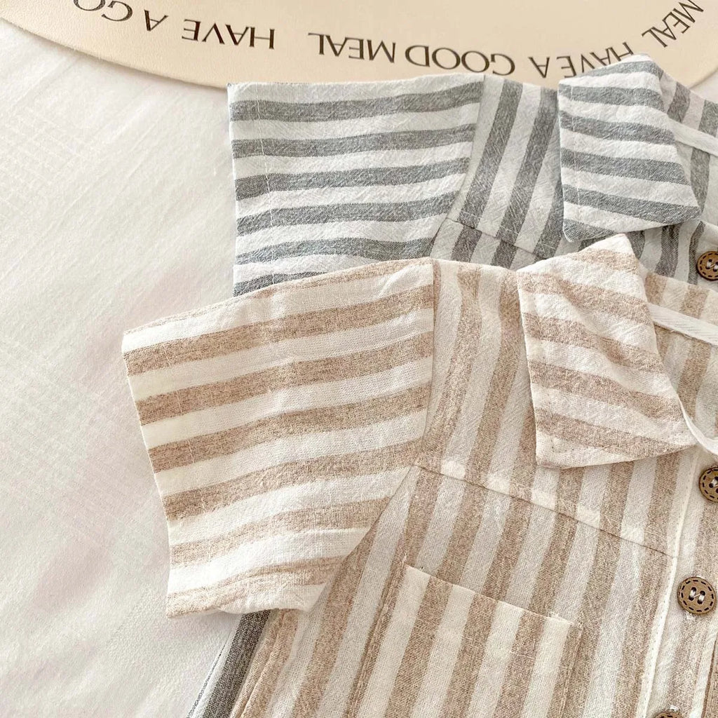 Boys Striped Linen Jumpsuit