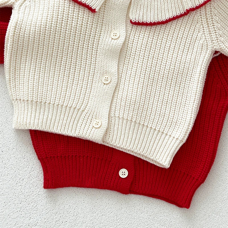 Knitted Flap Collar Cardigan