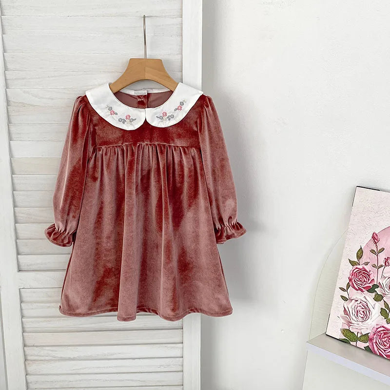 Doll Collar Velvet Dress