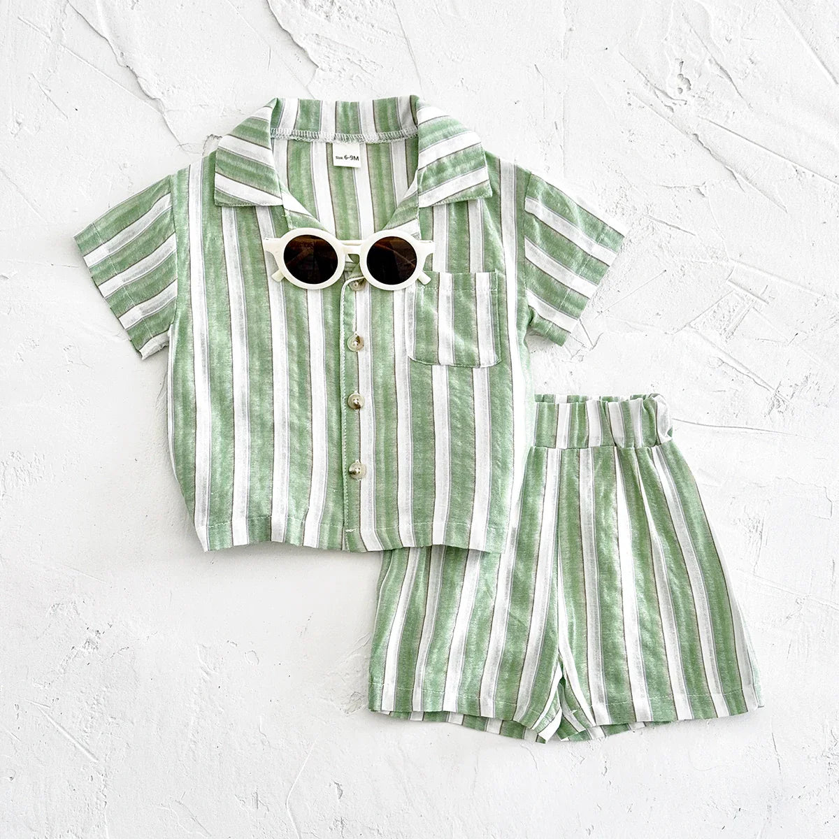 Mint Striped Linen Set