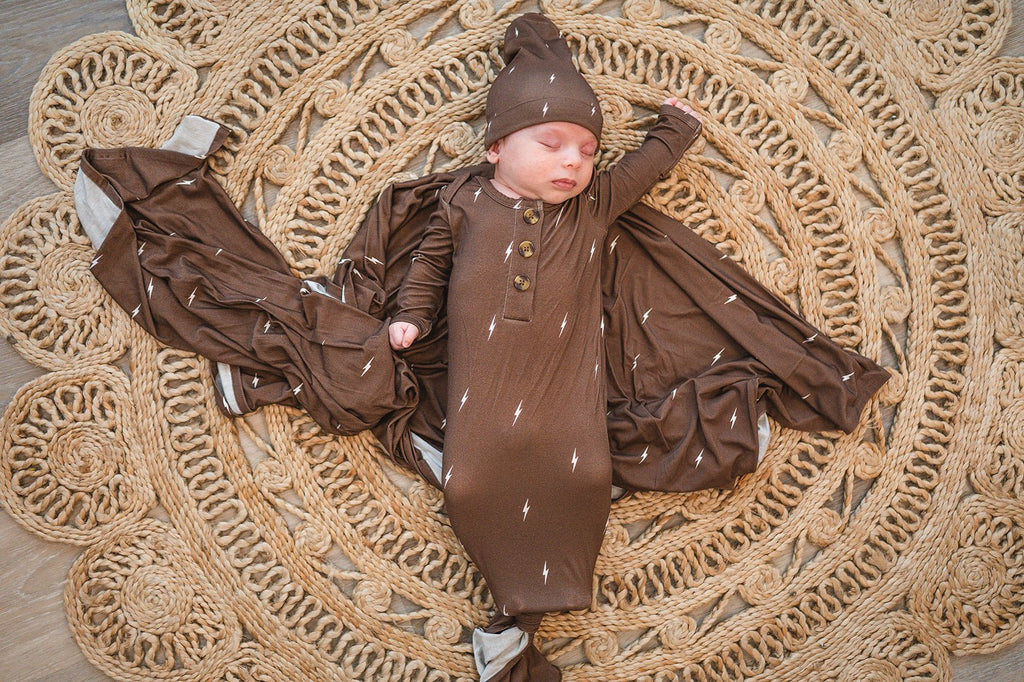 Brown Lightning Bamboo Stretch Swaddle Blanket