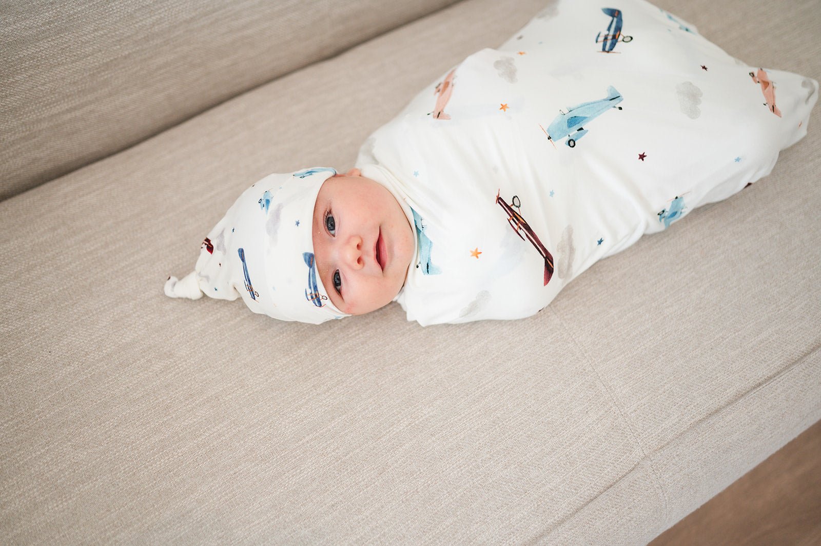 Vintage Airplane Bamboo Stretch Swaddle Blanket