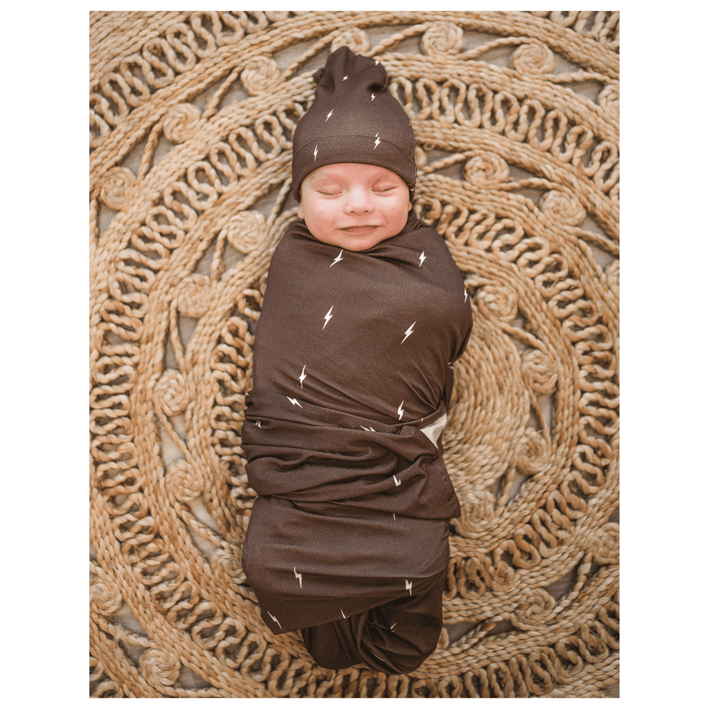 Brown Lightning Bamboo Stretch Swaddle Blanket