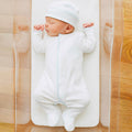 Solid Essentials White Footie  with Light Blue Trim