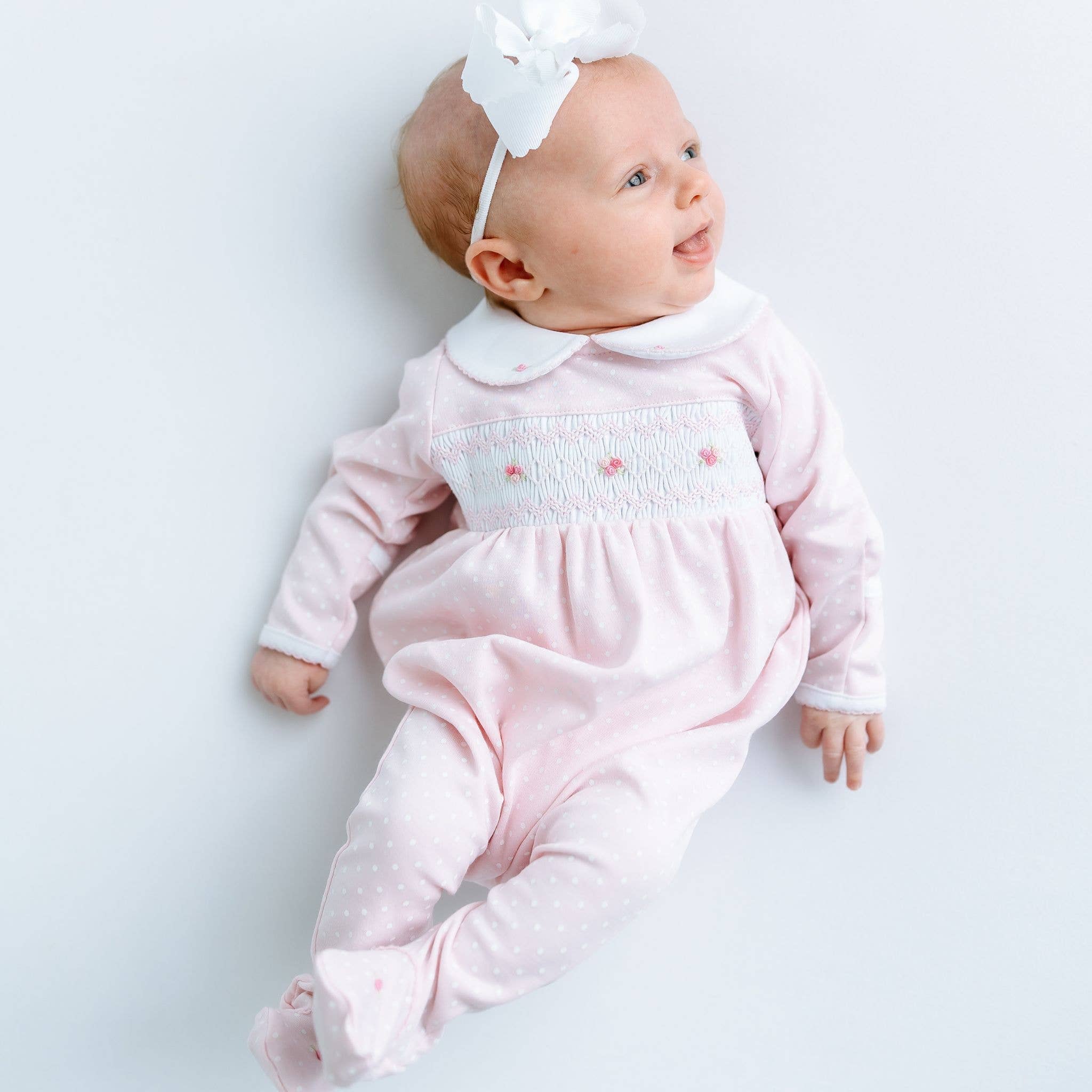 Mia's Classics Smocked Footie - Pink: 9 Months