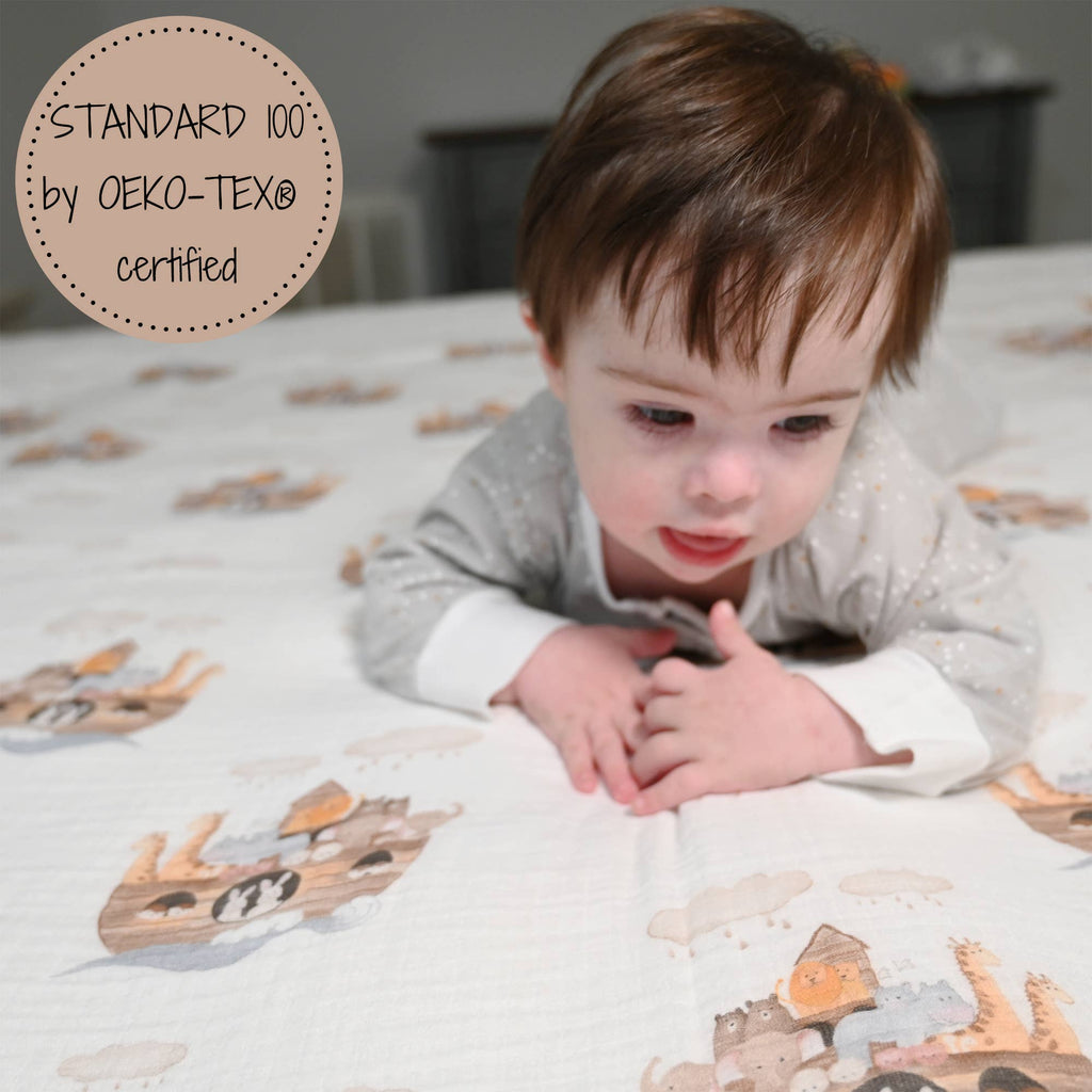 Baby Muslin Swaddle Blanket 47x47 Noah's Ark