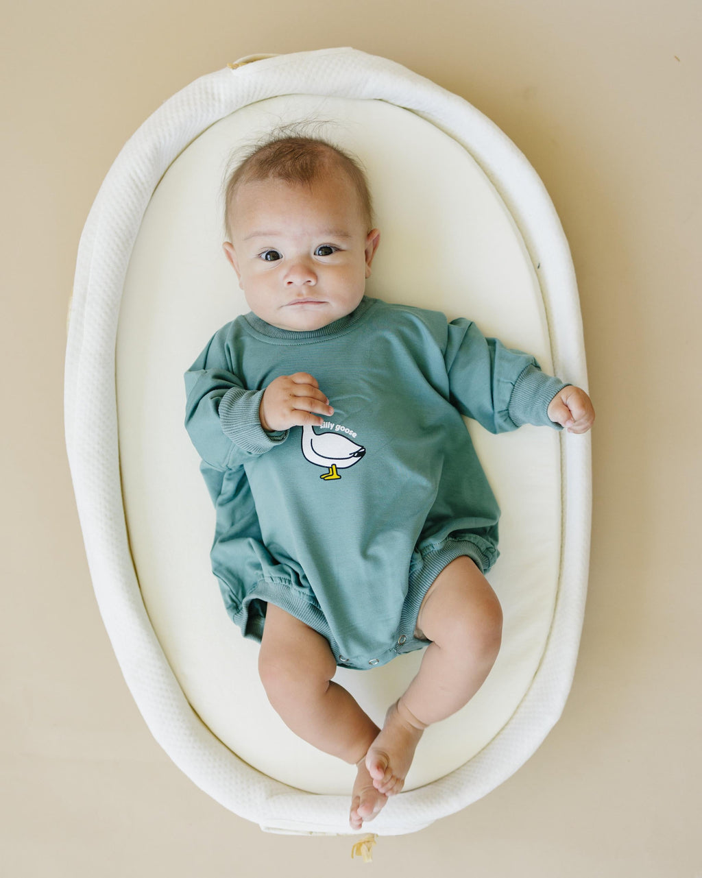 Silly Goose Bamboo Baby Romper - Teal or Blue - Infant Baby Toddler
