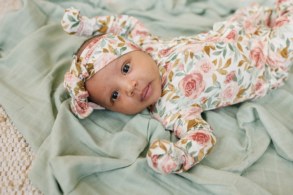 Dusty Pink Floral Baby Pajamas | Ruffle Zipper Romper