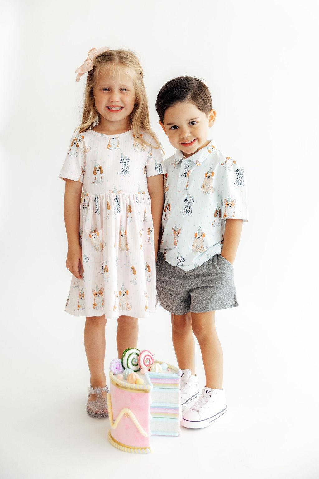 Boys Party Pups S/S Polo