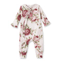 Baby Girl's Cabbage Rose Cotton Zippered Romper
