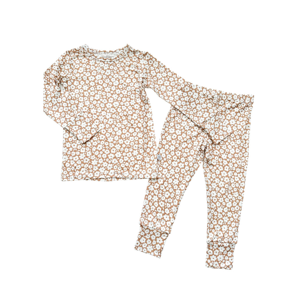 Mocha Ditsy Floral Bamboo Pajama Set