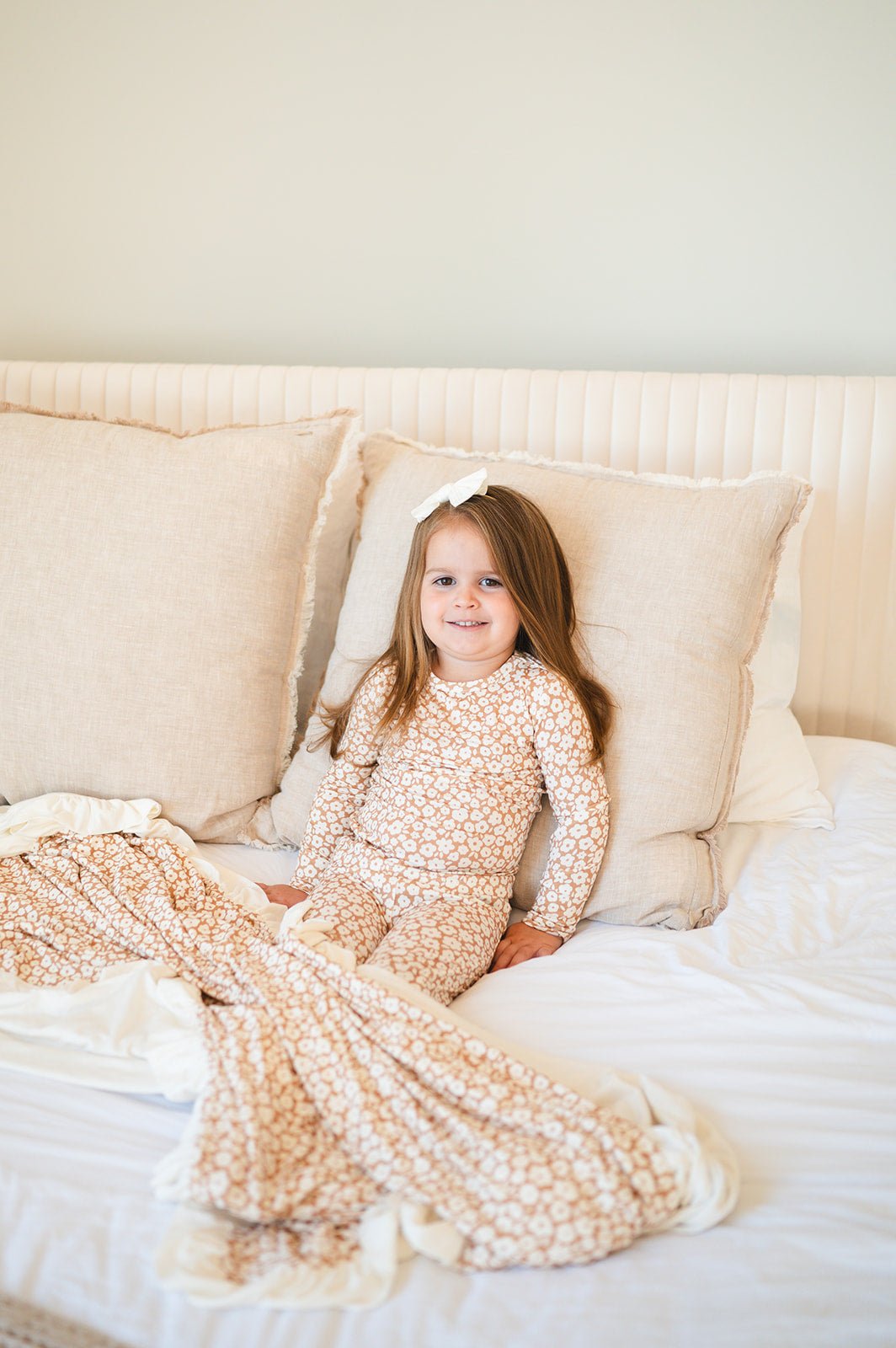 Mocha Ditsy Floral Bamboo Pajama Set