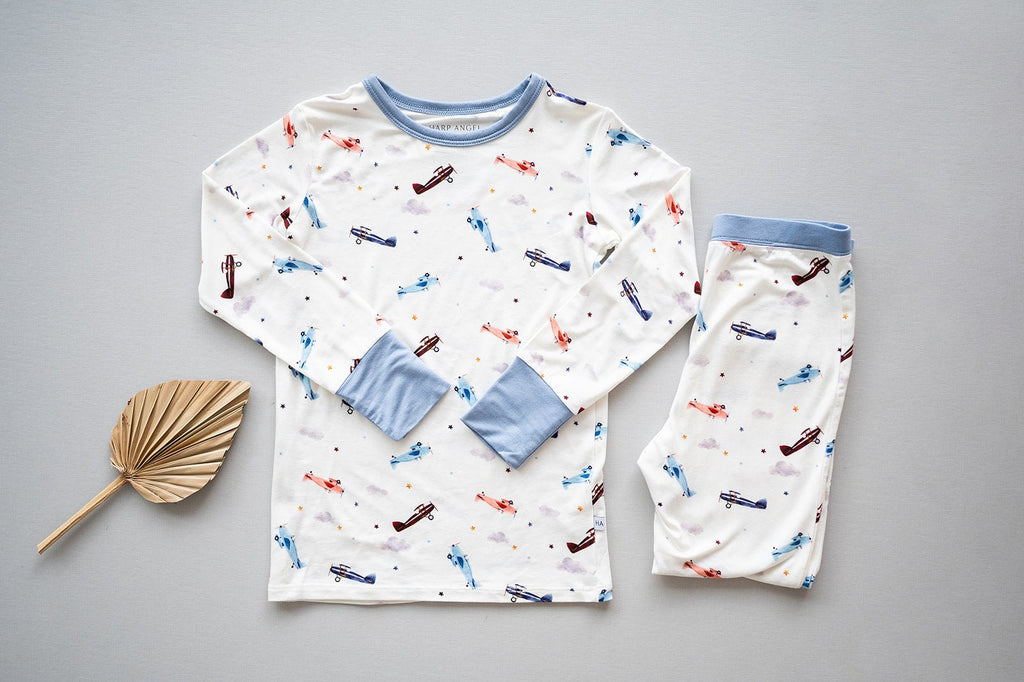 Vintage Airplane Bamboo Kids Pajama Set