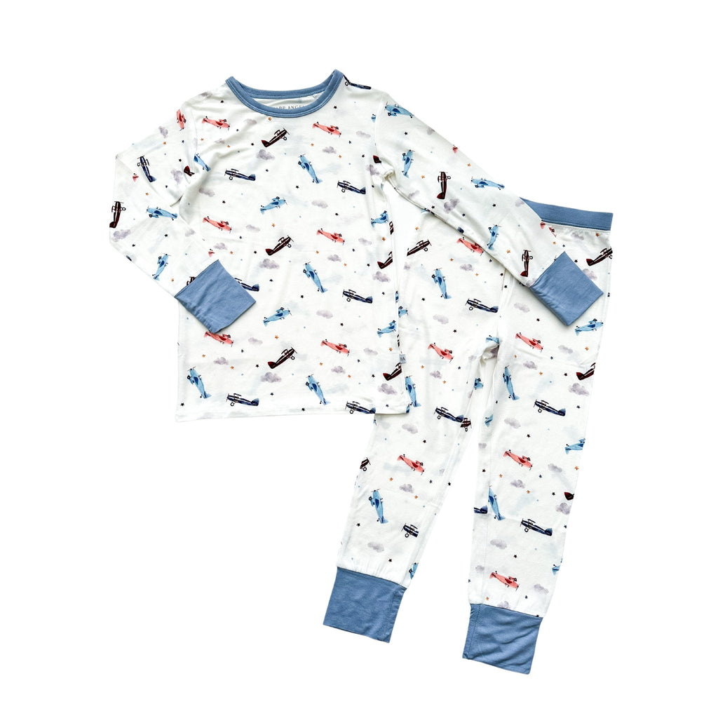 Vintage Airplane Bamboo Kids Pajama Set