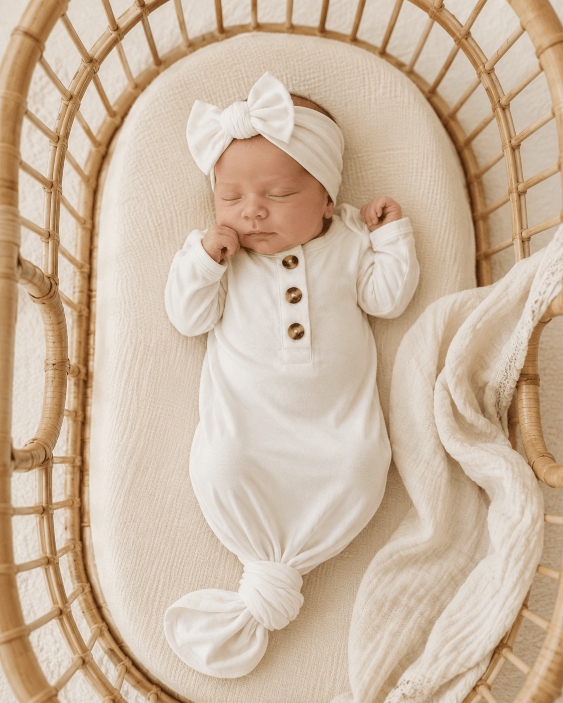 Knotted Baby Girl Headband - White