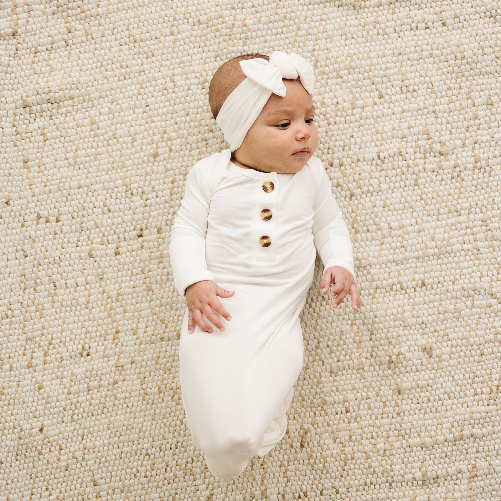 Knotted Baby Girl Headband - White