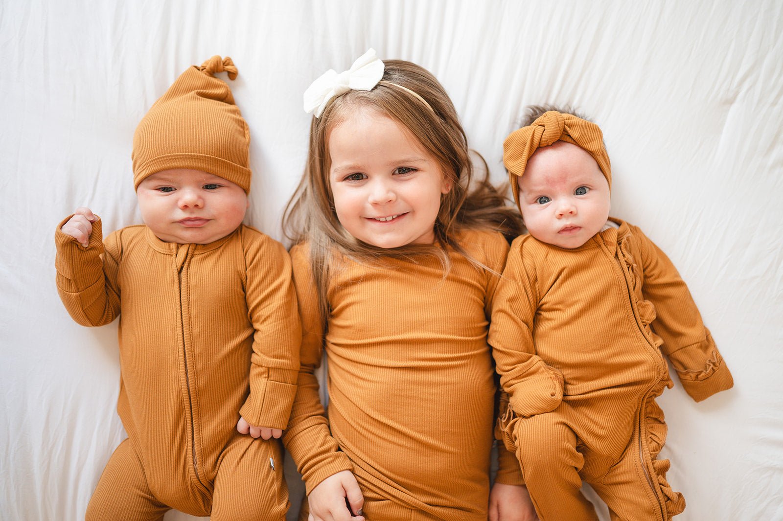 Caramel Ribbed Baby Pajamas | Zipper Romper